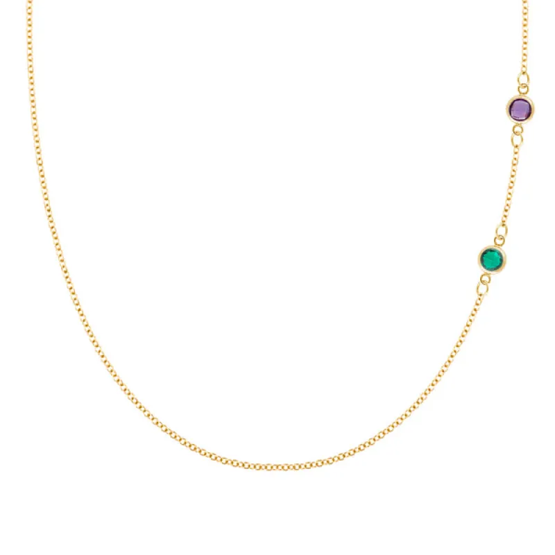 Personalized Classic 2 Birthstone Necklace in 14k Gold sold by Haverhill