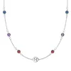 Personalized 1 Letter & 6 Classic Birthstone Necklace in 14k Gold (Double Spacing) sold by Haverhill