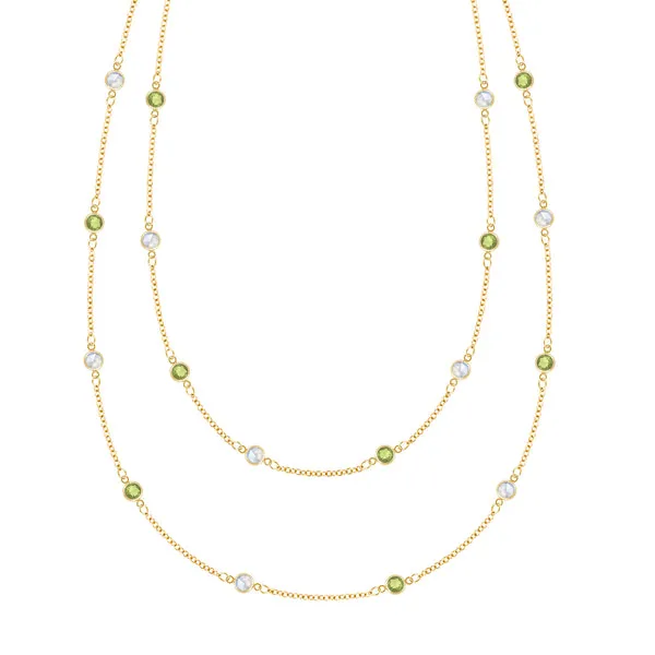 Personalized Bayberry Birthstone Long Necklace in 14k Gold sold by Haverhill