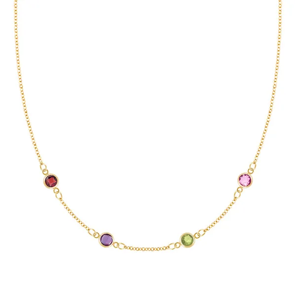 Personalized Classic 4 Birthstone Necklace in 14k Gold sold by Haverhill