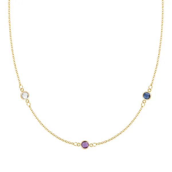 Personalized Classic 3 Birthstone Necklace in 14k Gold sold by Haverhill