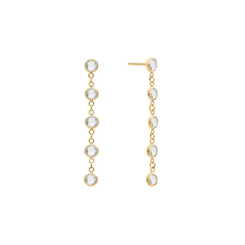 Personalized Classic 5 Birthstone Earrings in 14k Gold sold by Haverhill