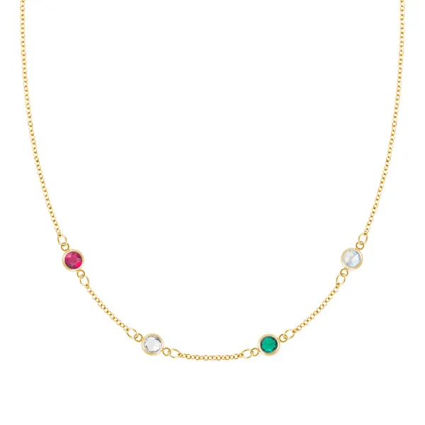 Personalized Classic 4 Birthstone Necklace in 14k Gold sold by Haverhill