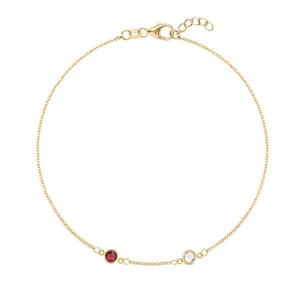 Personalized Classic 2 Birthstone Bracelet in 14k Gold sold by Haverhill