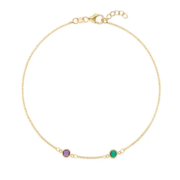 Personalized Classic 2 Birthstone Bracelet in 14k Gold sold by Haverhill