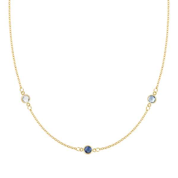 Personalized Classic 3 Birthstone Necklace in 14k Gold sold by Haverhill