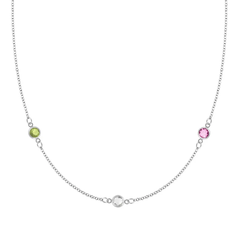Personalized Classic 3 Birthstone Necklace in 14k Gold sold by Haverhill