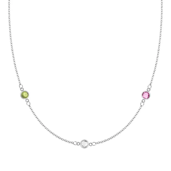 Personalized Classic 3 Birthstone Necklace in 14k Gold sold by Haverhill