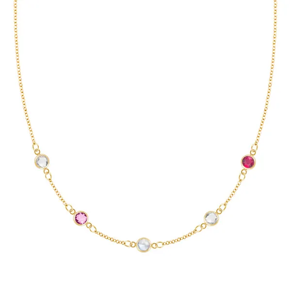 Personalized Classic 5 Birthstone Necklace in 14k Gold sold by Haverhill