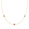 Personalized Classic 3 Birthstone Necklace in 14k Gold sold by Haverhill