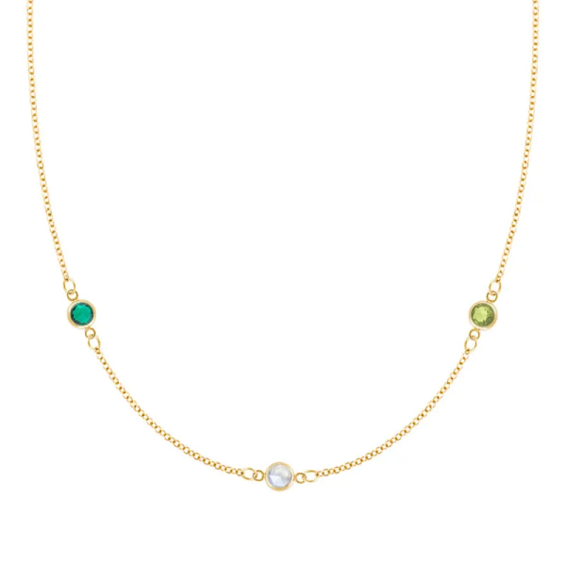 Personalized Classic 3 Birthstone Necklace in 14k Gold sold by Haverhill