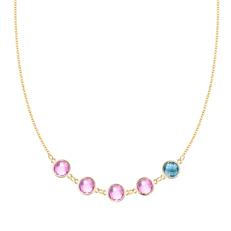 Personalized Grand 5 Connected Birthstone Necklace in 14k Gold sold by Haverhill