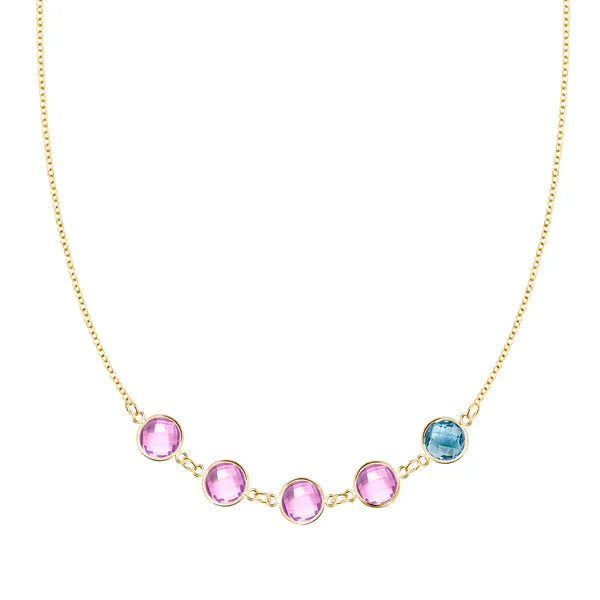 Personalized Grand 5 Connected Birthstone Necklace in 14k Gold sold by Haverhill