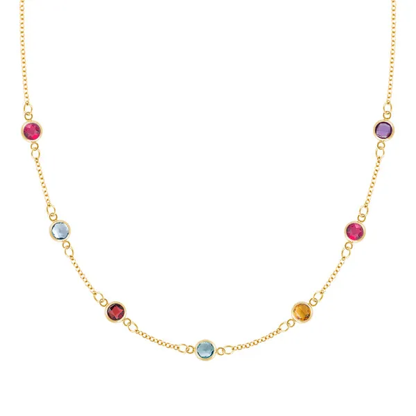 Personalized Classic 7 Birthstone Necklace in 14k Gold sold by Haverhill