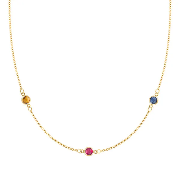 Personalized Classic 3 Birthstone Necklace in 14k Gold sold by Haverhill