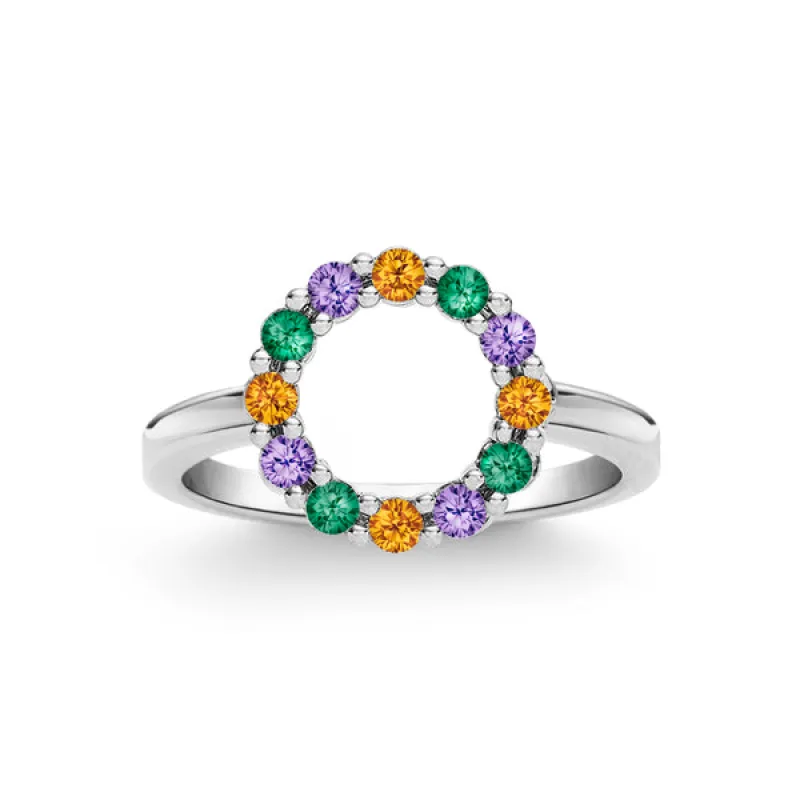 Personalized Rosecliff Small Circle Birthstone Ring in 14k Gold sold by Haverhill