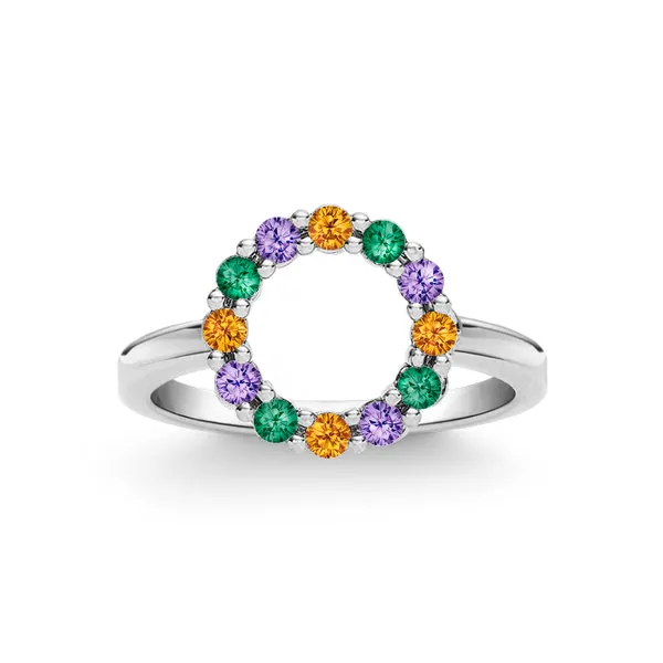 Personalized Rosecliff Small Circle Birthstone Ring in 14k Gold sold by Haverhill