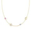 Personalized 2 Letter & 2 Classic Birthstone Necklace in 14k Gold (Double Spacing) sold by Haverhill