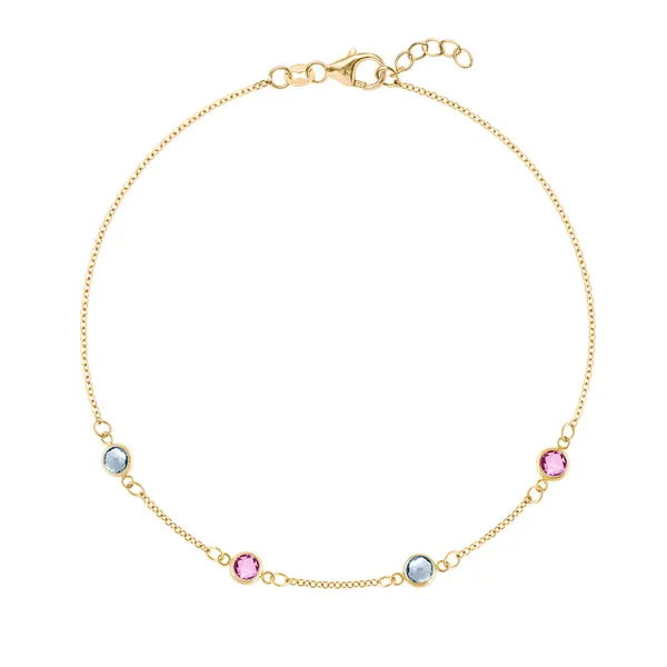 Personalized Classic 4 Birthstone Bracelet in 14k Gold sold by Haverhill