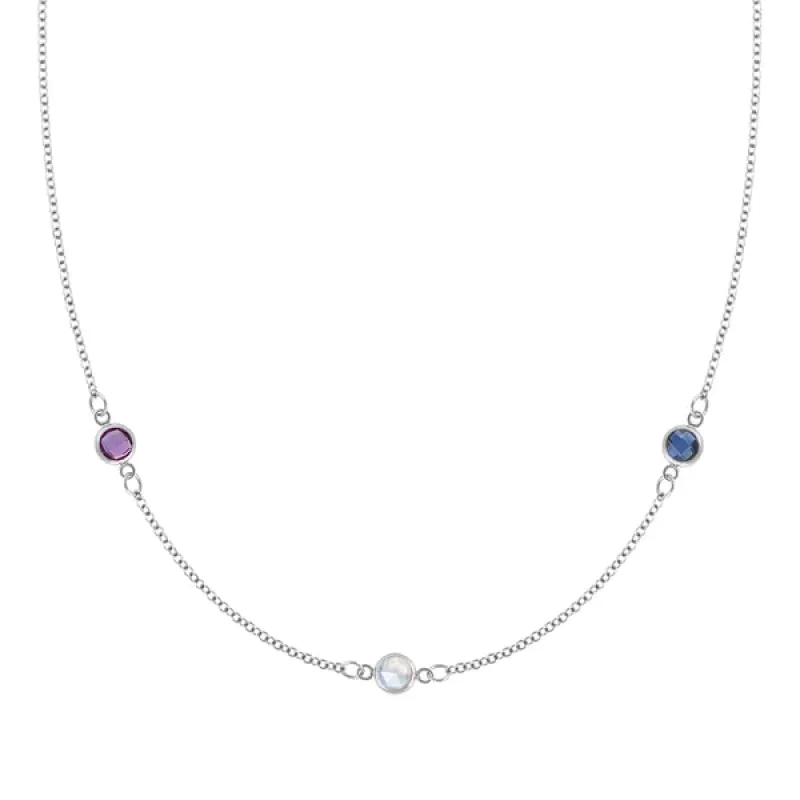 Personalized Classic 3 Birthstone Necklace in 14k Gold sold by Haverhill