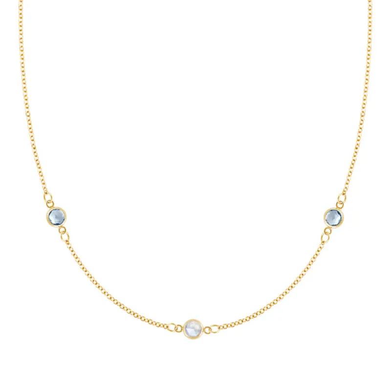Personalized Classic 3 Birthstone Necklace in 14k Gold sold by Haverhill