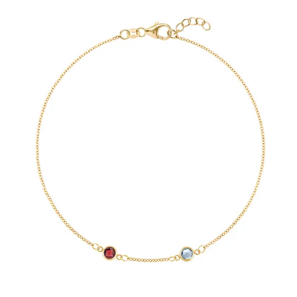 Personalized Classic 2 Birthstone Bracelet in 14k Gold sold by Haverhill