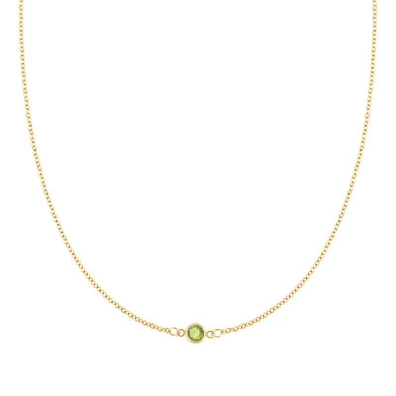 Personalized Classic 1 Birthstone Necklace in 14k Gold sold by Haverhill
