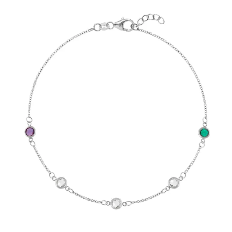 Personalized Classic 5 Birthstone Bracelet in 14k Gold sold by Haverhill