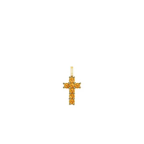 Rosecliff Small Cross Citrine Pendant in 14k Gold (November) sold by Haverhill