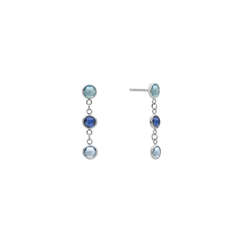 Personalized Classic 3 Birthstone Earrings in 14k Gold sold by Haverhill
