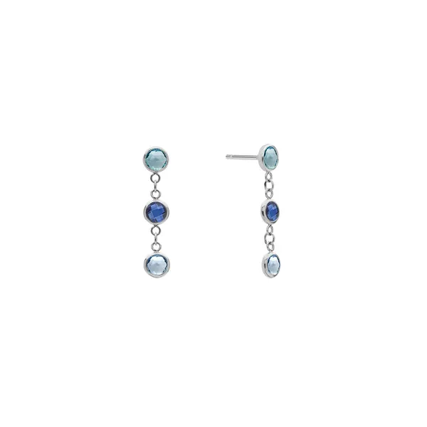 Personalized Classic 3 Birthstone Earrings in 14k Gold sold by Haverhill