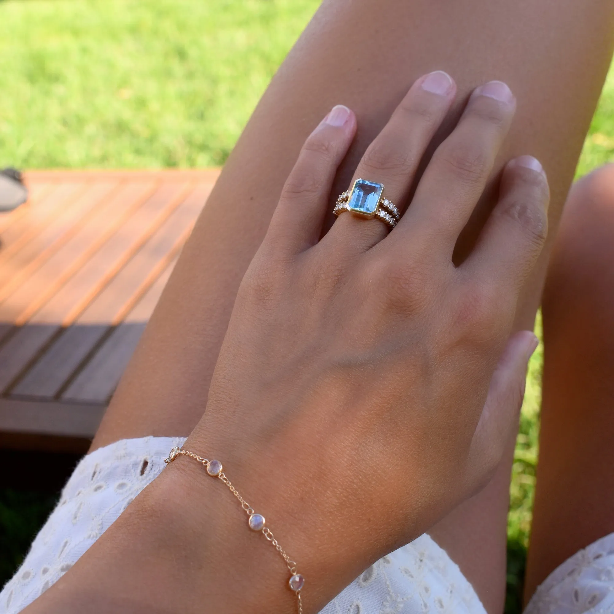 Personalized Warren Vertical Birthstone Ring with Accent Stones in 14k Gold sold by Haverhill product image thumbnail 2