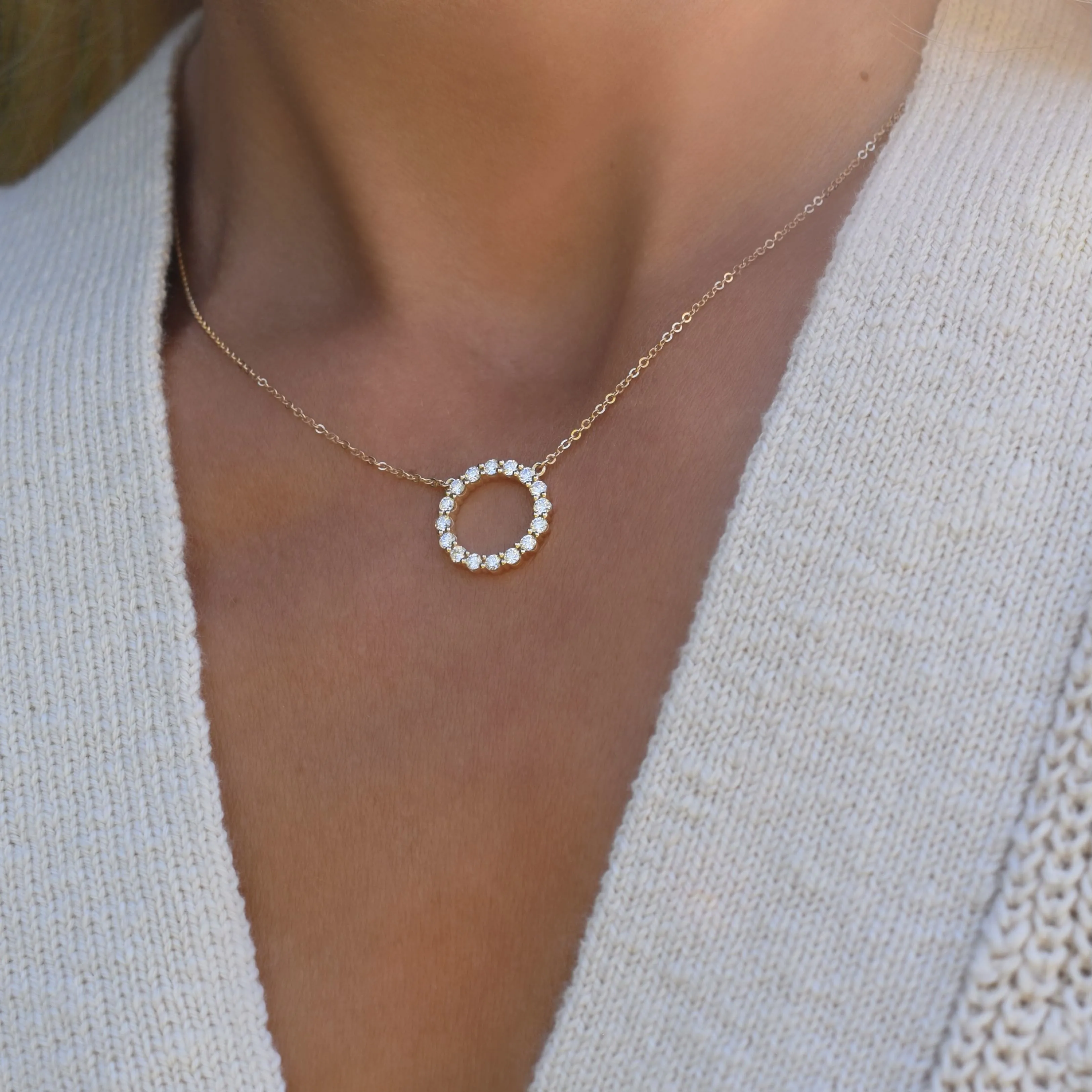 Personalized Rosecliff Circle Birthstone Necklace in 14k Gold sold by Haverhill product image thumbnail 3