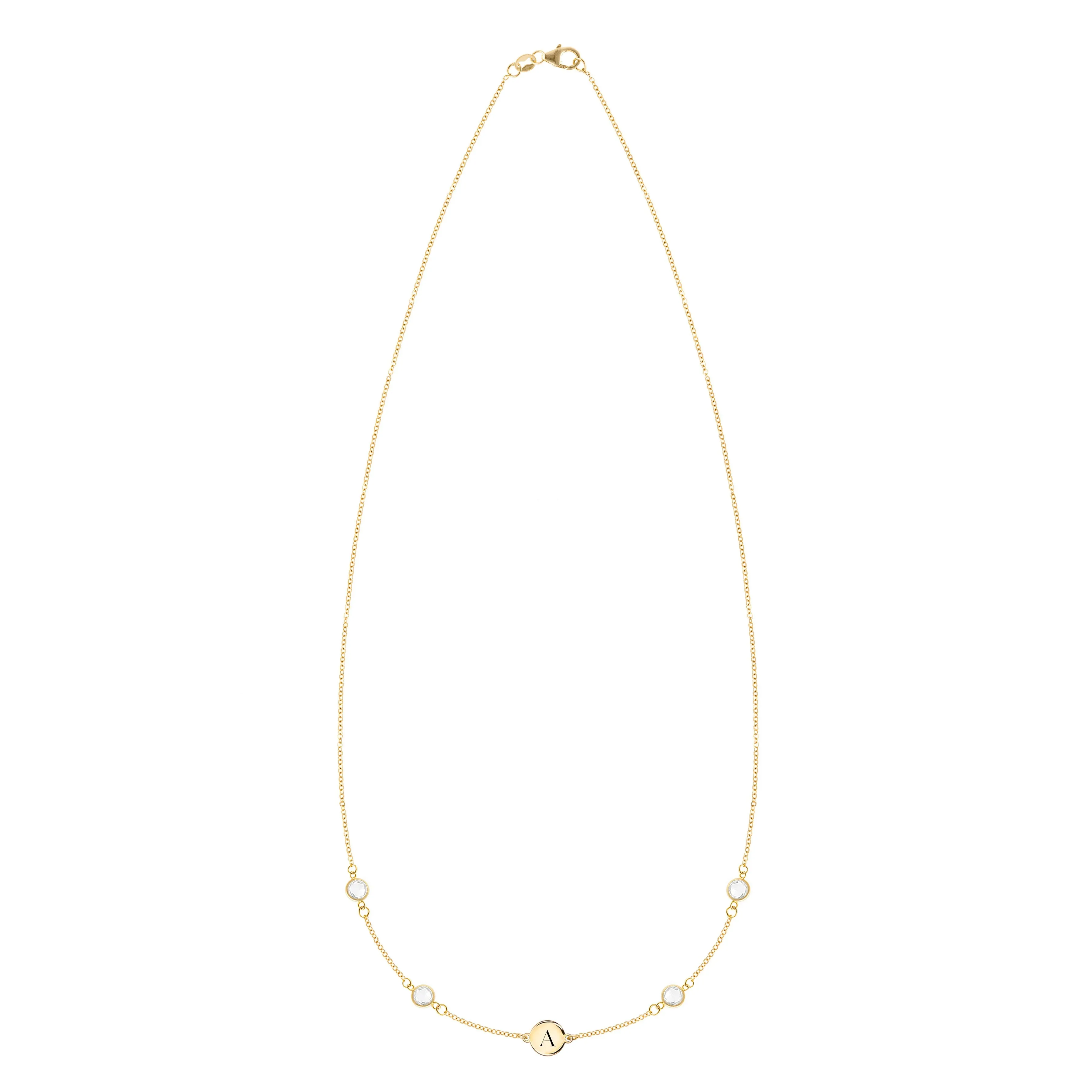 Personalized 1 Letter & 4 Classic Birthstone Necklace in 14k Gold (Double Spacing) sold by Haverhill product image thumbnail 4