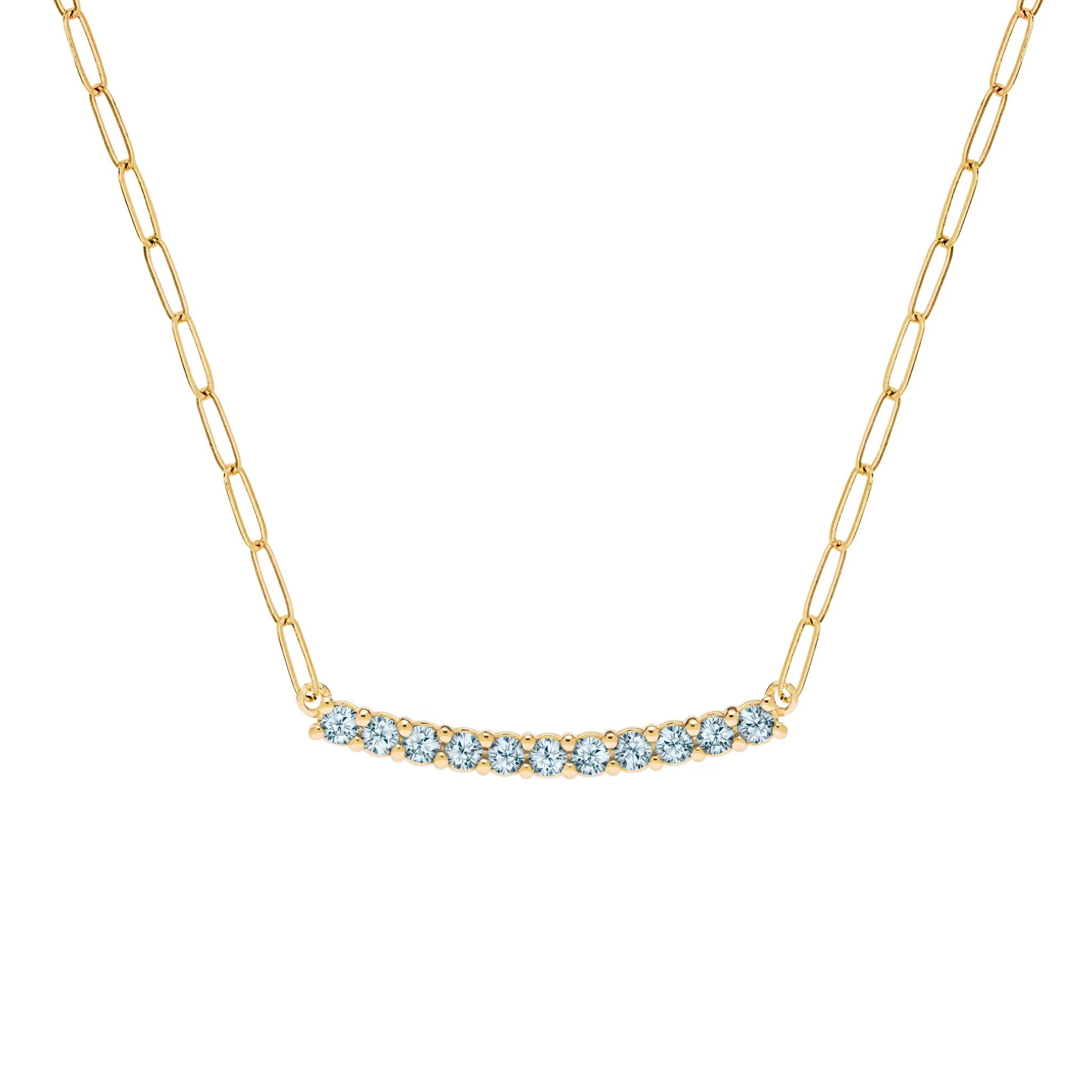 Rosecliff Nantucket Blue Topaz Bar Adelaide Mini Necklace in 14k Gold (December) sold by Haverhill
