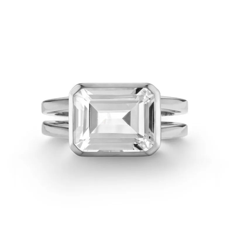 Personalized Warren Horizontal Birthstone Ring in 14k Gold sold by Haverhill