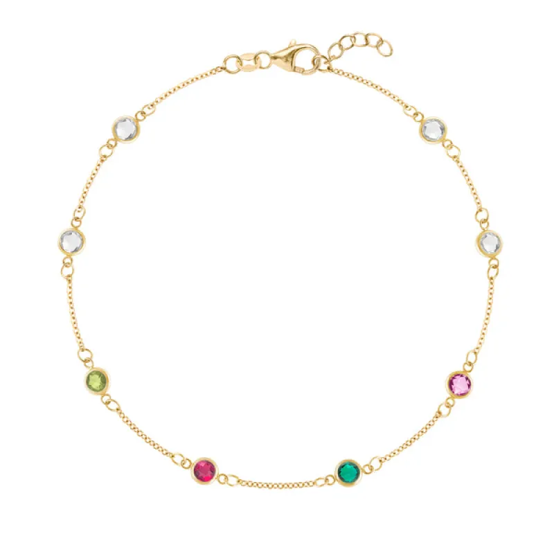 Personalized Classic 8 Birthstone Bracelet in 14k Gold sold by Haverhill