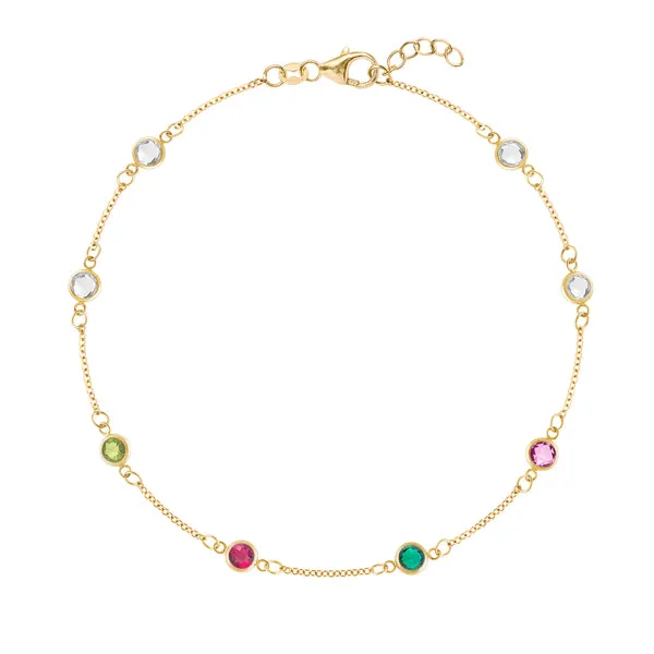 Personalized Classic 8 Birthstone Bracelet in 14k Gold sold by Haverhill