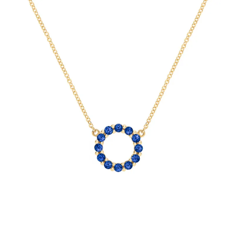 Personalized Rosecliff Small Circle Birthstone Necklace in 14k Gold sold by Haverhill