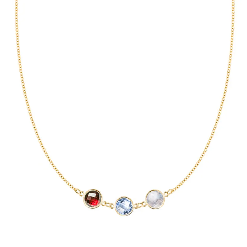 Personalized Grand 3 Connected Birthstone Necklace in 14k Gold sold by Haverhill