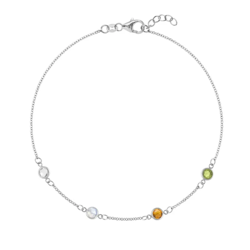 Personalized Classic 4 Birthstone Bracelet in 14k Gold sold by Haverhill