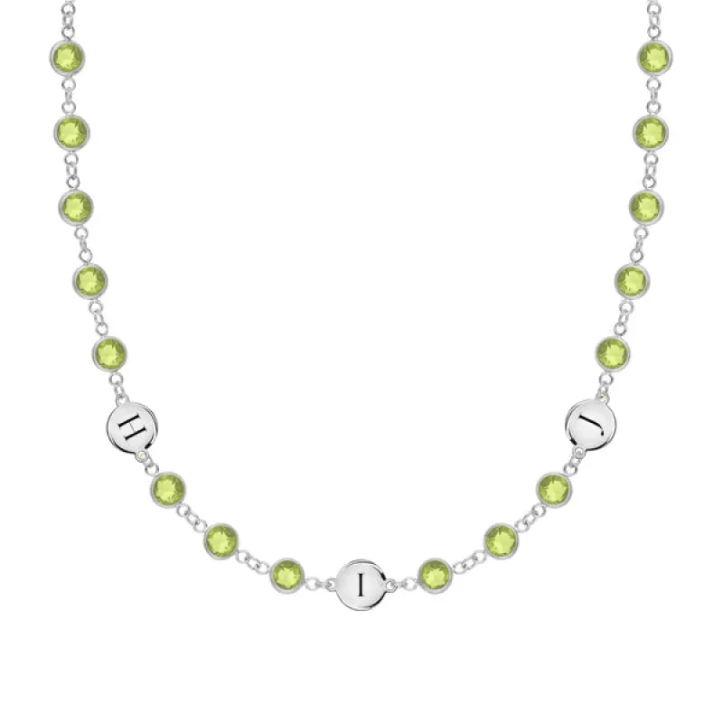 Personalized Newport 3 Letter Birthstone Necklace in 14k Gold sold by Haverhill