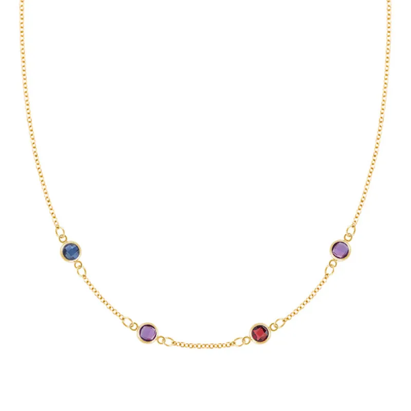 Personalized Classic 4 Birthstone Necklace in 14k Gold sold by Haverhill
