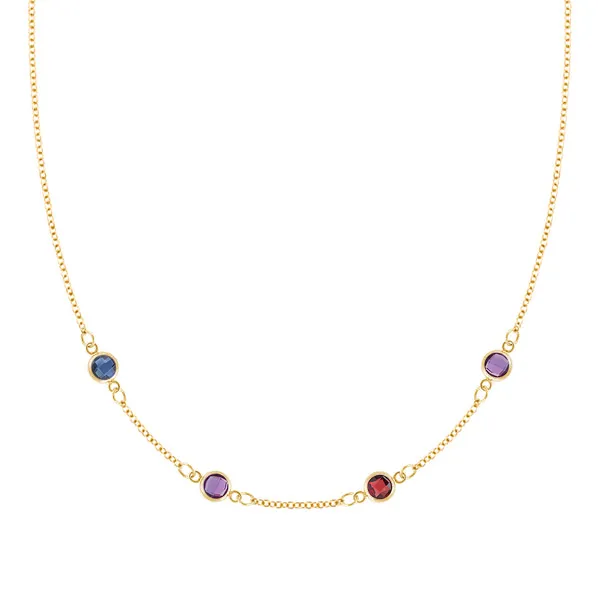 Personalized Classic 4 Birthstone Necklace in 14k Gold sold by Haverhill