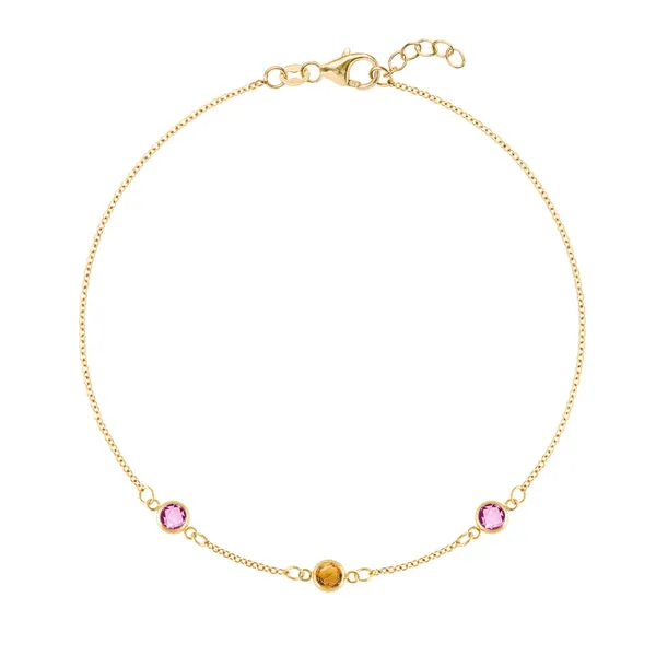 Personalized Classic 3 Birthstone Bracelet in 14k Gold sold by Haverhill