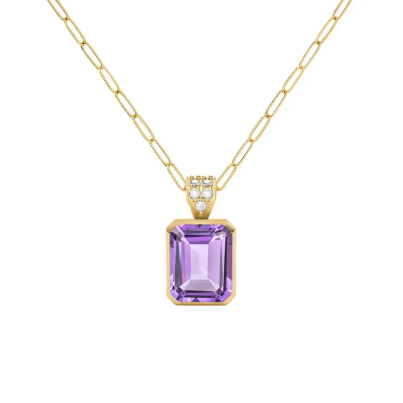 Personalized Warren Birthstone Pendant with Diamond Bale in 14k Gold sold by Haverhill