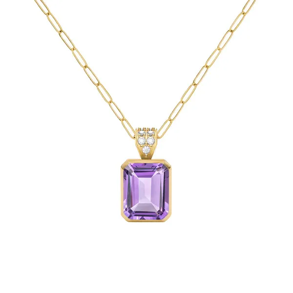 Personalized Warren Birthstone Pendant with Diamond Bale in 14k Gold sold by Haverhill