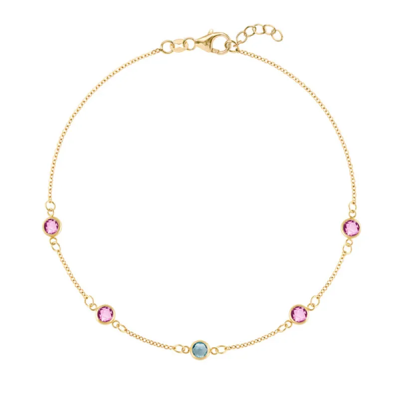 Personalized Classic 5 Birthstone Bracelet in 14k Gold sold by Haverhill
