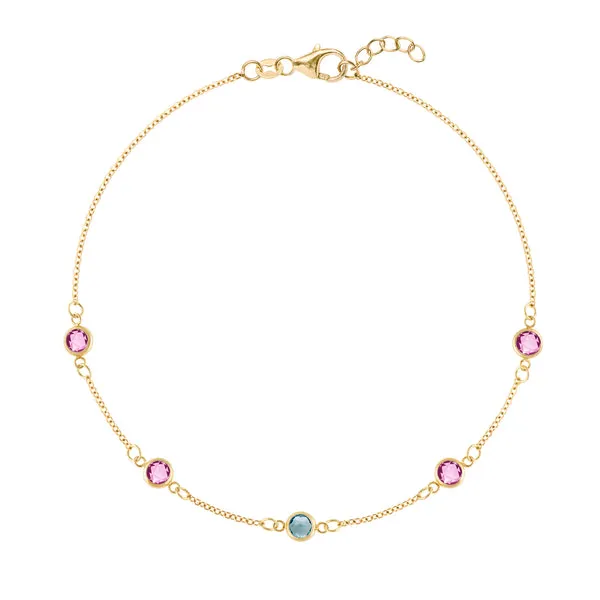 Personalized Classic 5 Birthstone Bracelet in 14k Gold sold by Haverhill