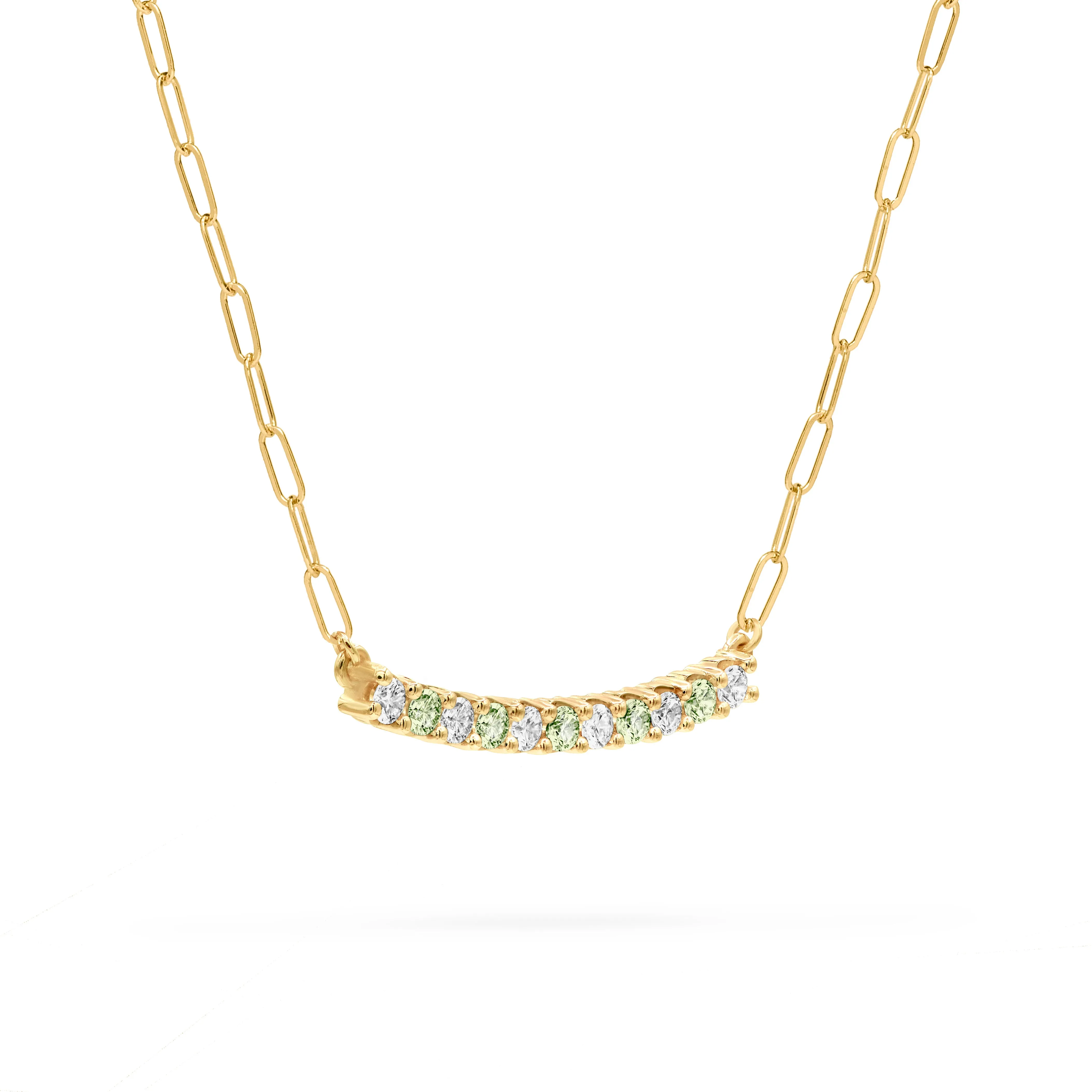 Rosecliff Diamond & Peridot Bar Adelaide Mini Necklace in 14k Gold (August) sold by Haverhill product image thumbnail 4